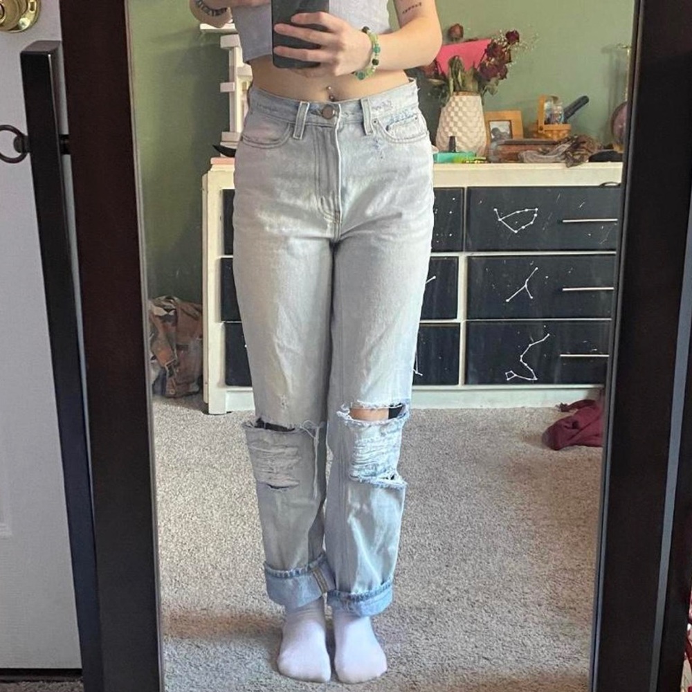 distressed acid wash jeans